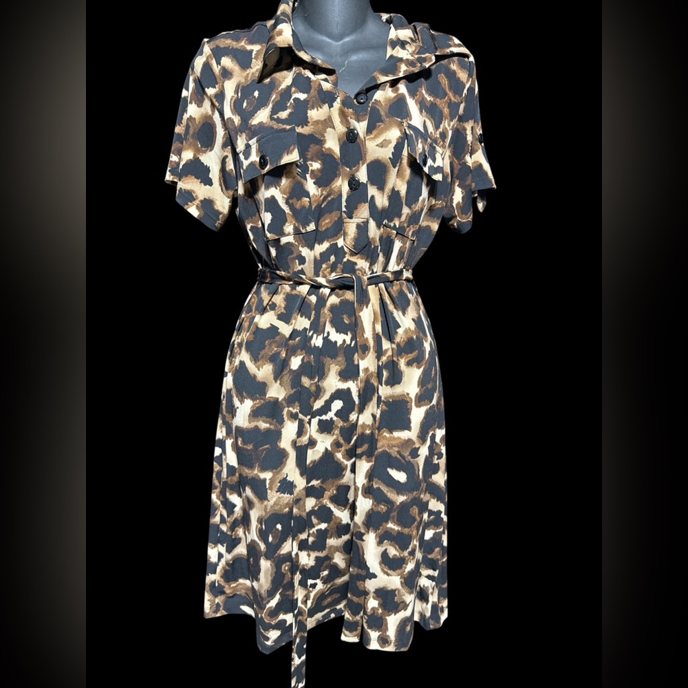 En focus studio size 12 Leopard Print Belted Dress